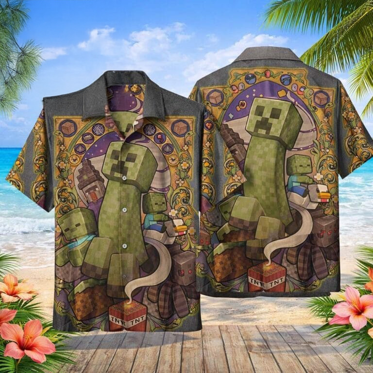 Minecraft Creeper Merch Chaos Summer Hawaiian Shirt Minecraft Fans Gift