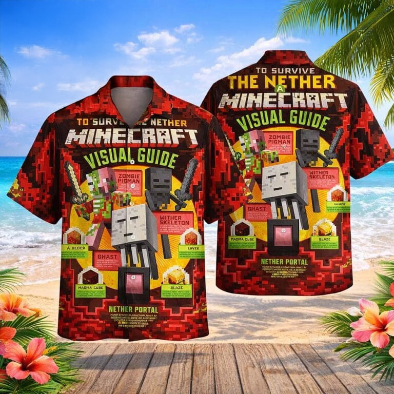 Minecraft The Nether Visual Guide Merch Summer Hawaiian Shirt Perfect Gift For Brothers