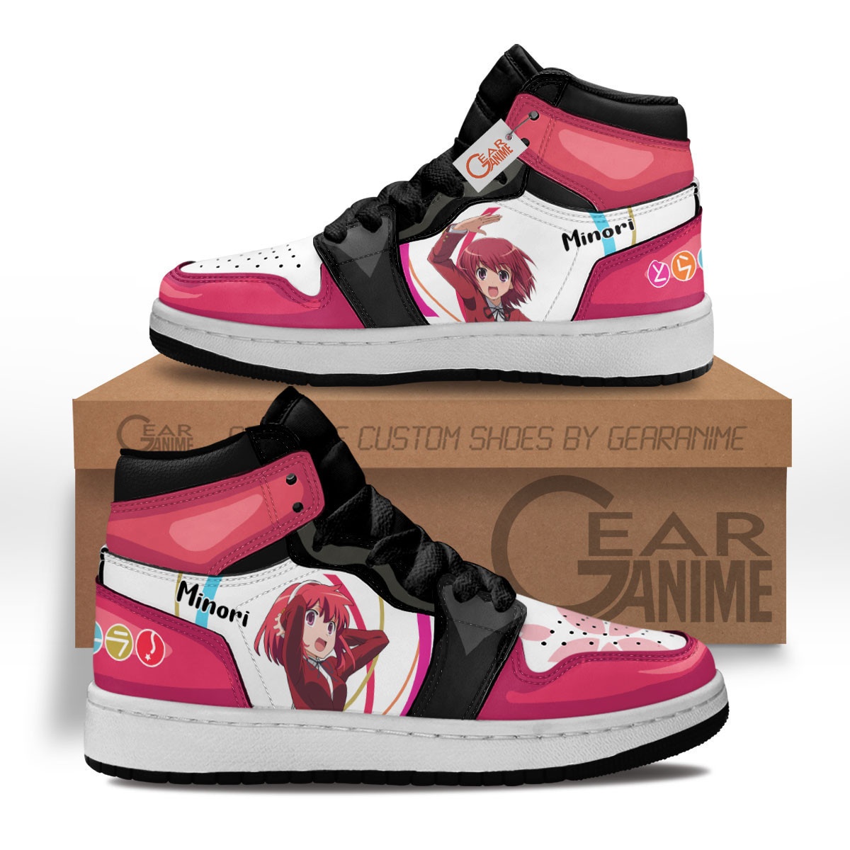 Minori Kushieda Custom Anime Kids High-Top Leather Sneakers MV1302