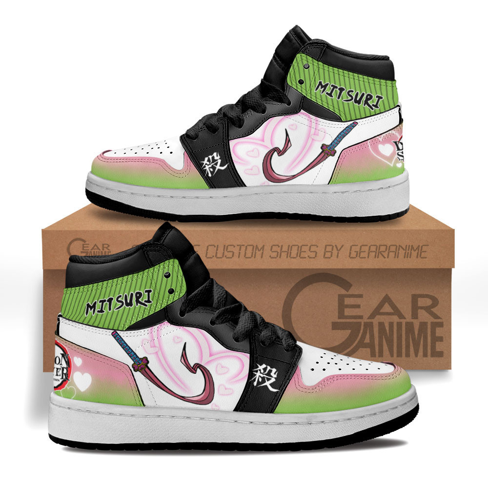 Mitsuri Kanroji Love Breathing Custom Anime Kids High-Top Leather Sneakers