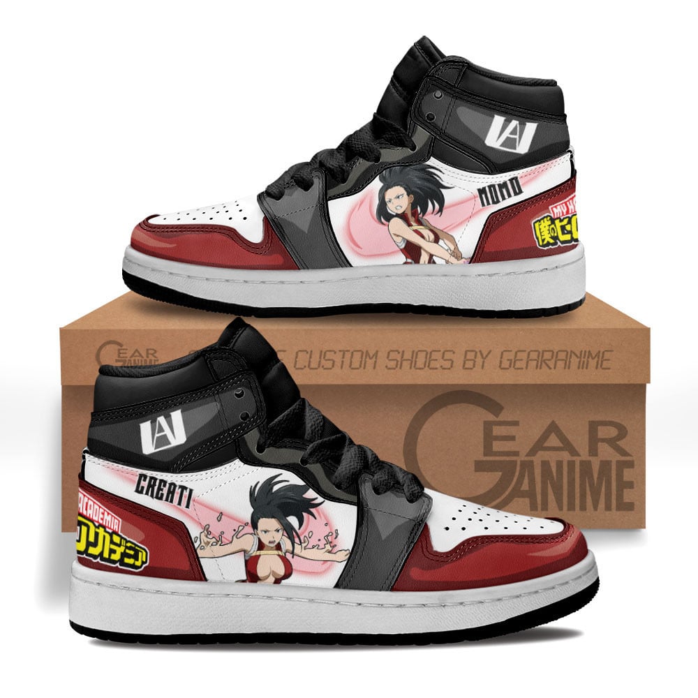 Momo Yaoyorozu Custom Anime Kids High-Top Leather Sneakers
