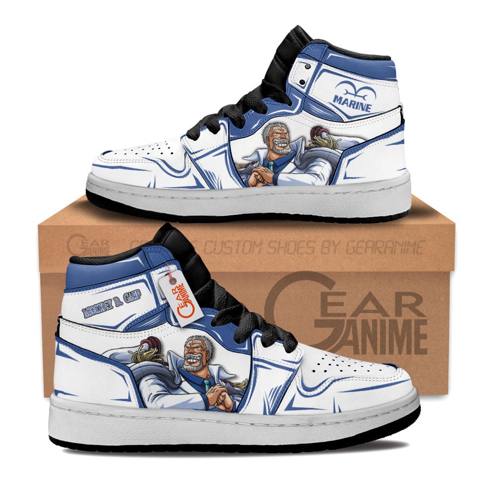 Monkey D. Garp Custom Anime Kids High-Top Leather Sneakers Personalized