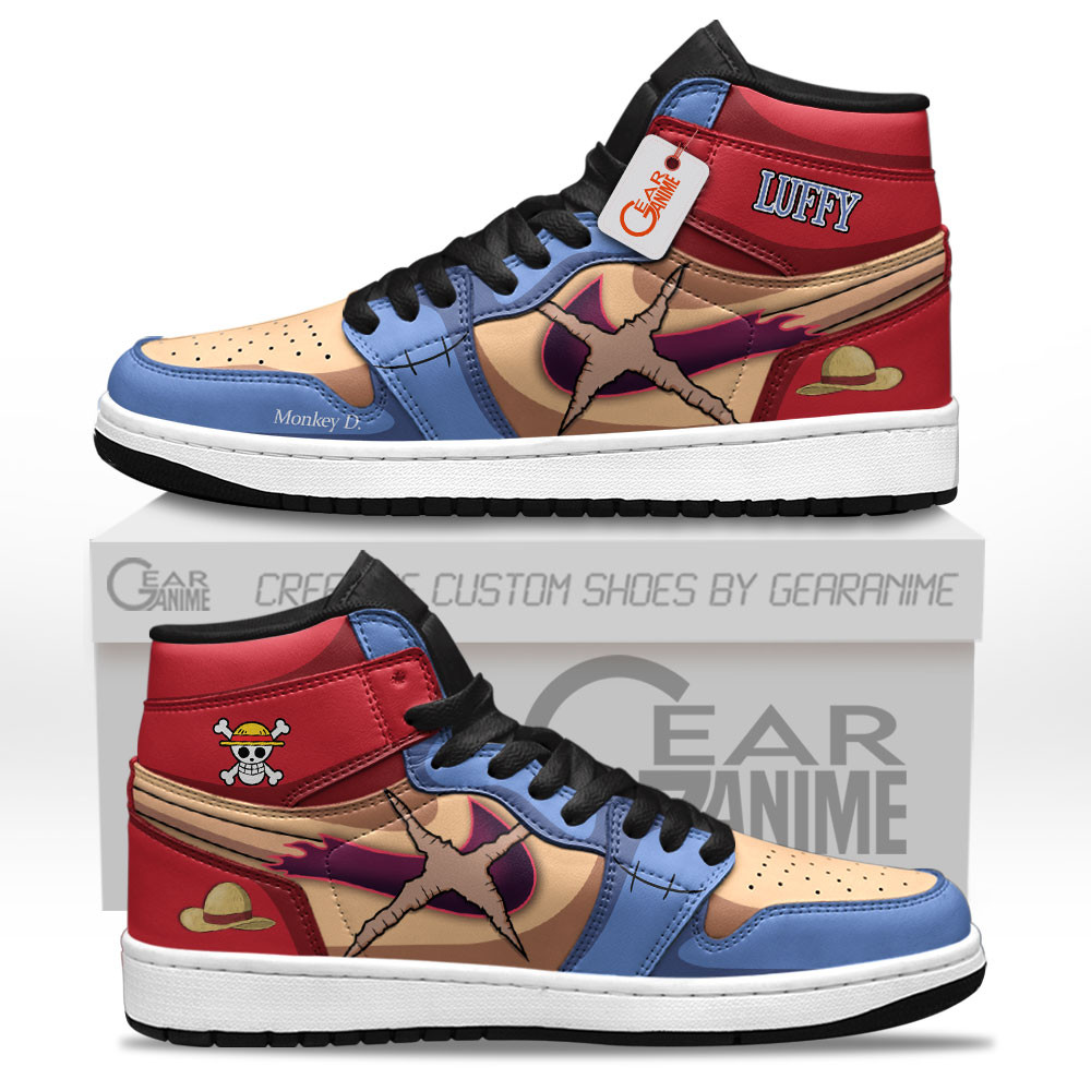 Monkey D. Luffy Custom Anime High-Top Leather Sneakers Name