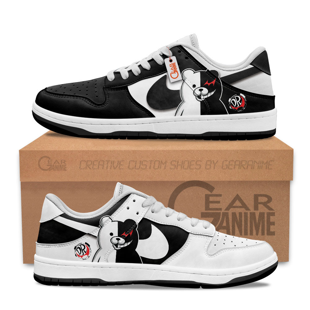 Monokuma Custom Anime Low-Top Skate Sneakers