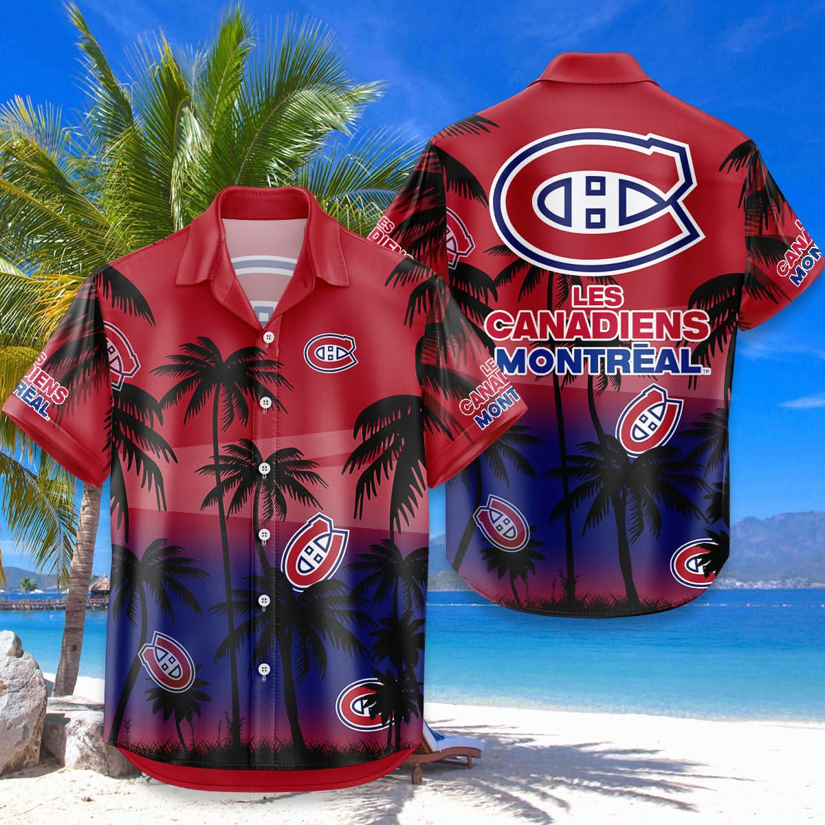 Montreal Canadiens Logo Hawaiian Shirt Mens NHL Gear Gift for Ice Hockey Fans