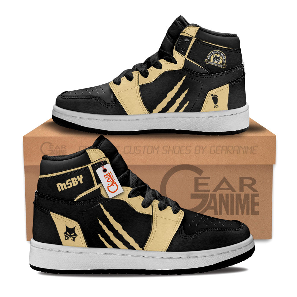 MSBY Black Jackals Custom Anime Kids High-Top Leather Sneakers Personalized