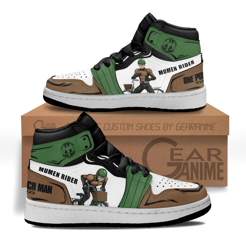 Mumen Rider Custom Anime Kids High-Top Leather Sneakers