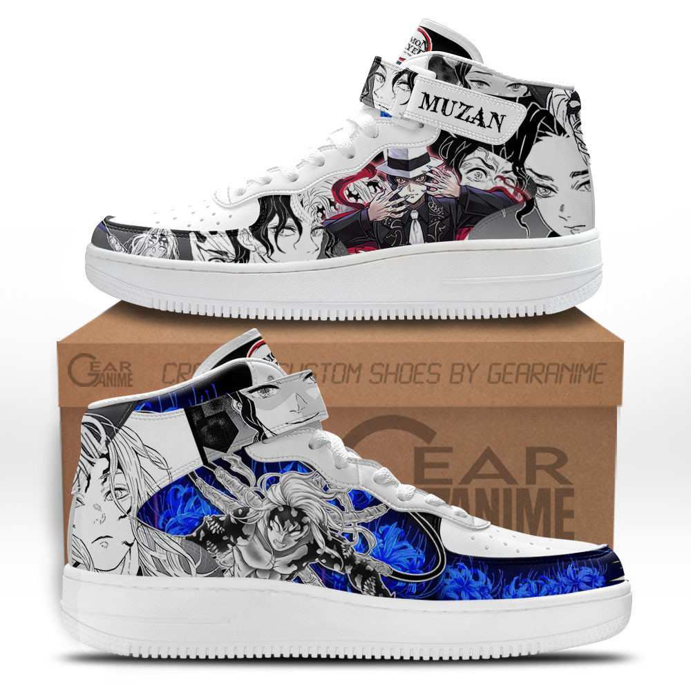 Muzan Kibutsuji Custom Anime Mid-Top Leather Sneakers