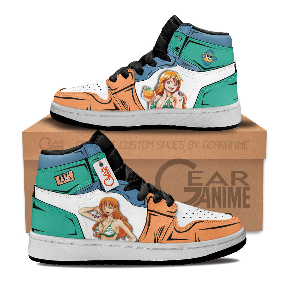 Nami Custom Anime Kids High-Top Leather Sneakers Personalized