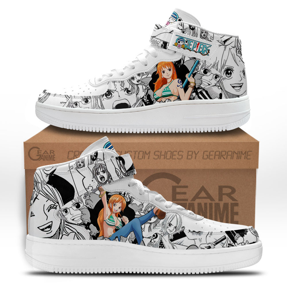 Nami Custom Anime Mid-Top Leather Sneakers