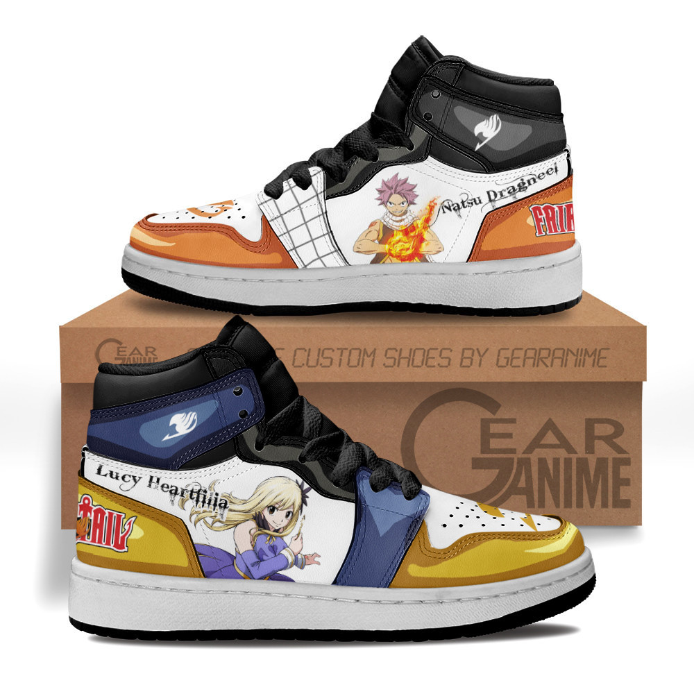 Natsu and Lucy Custom Anime Kids High-Top Leather Sneakers
