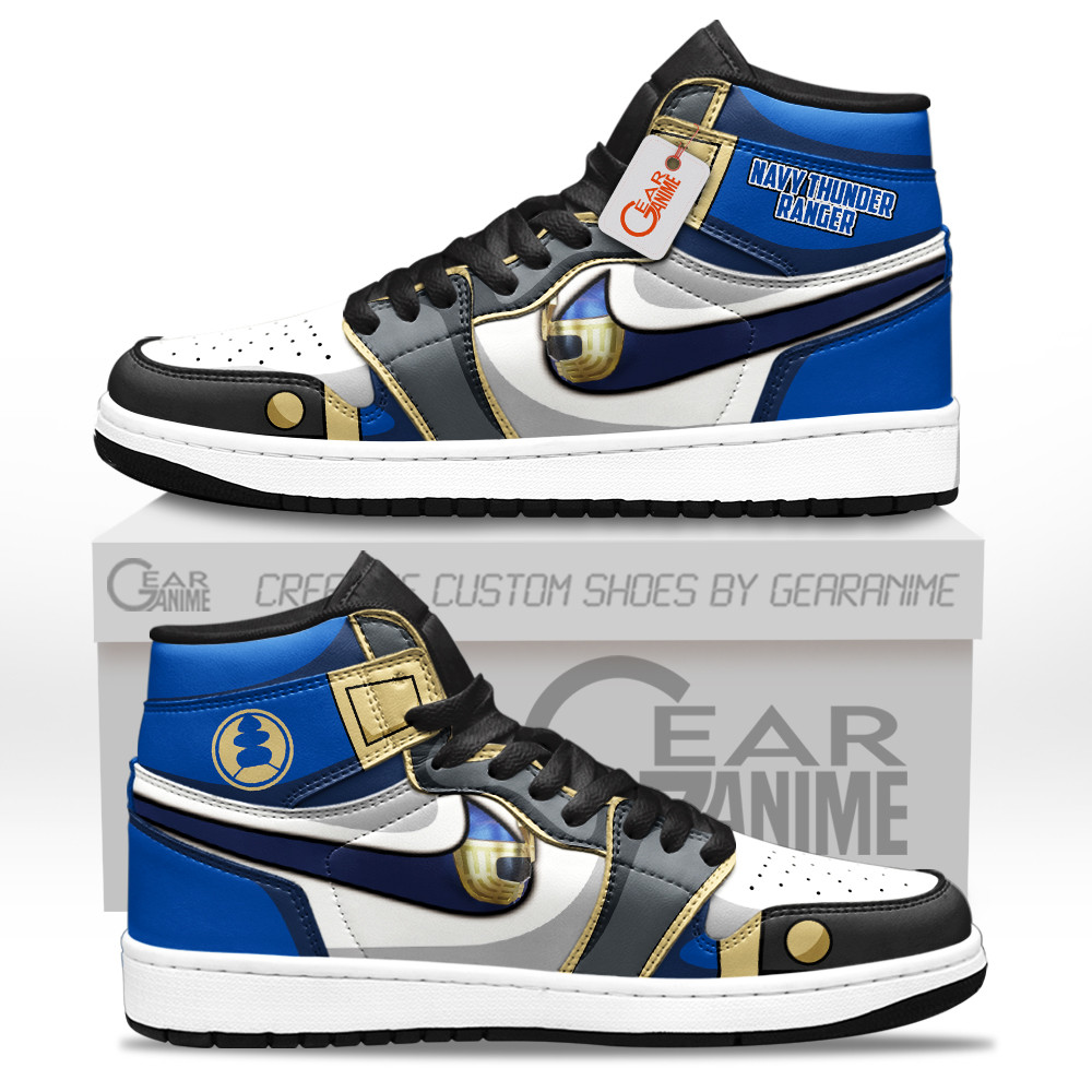 Navy Thunder Ranger Custom Movie High-Top Leather Sneakers