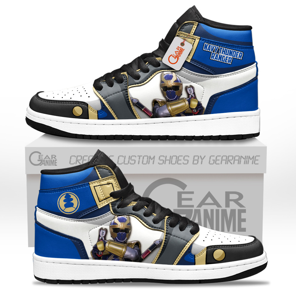 Navy Thunder Ranger Custom Movie High-Top Leather Sneakers Unique Style & Design