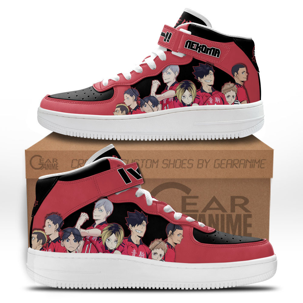 Nekoma High Custom Anime Mid-Top Leather Sneakers