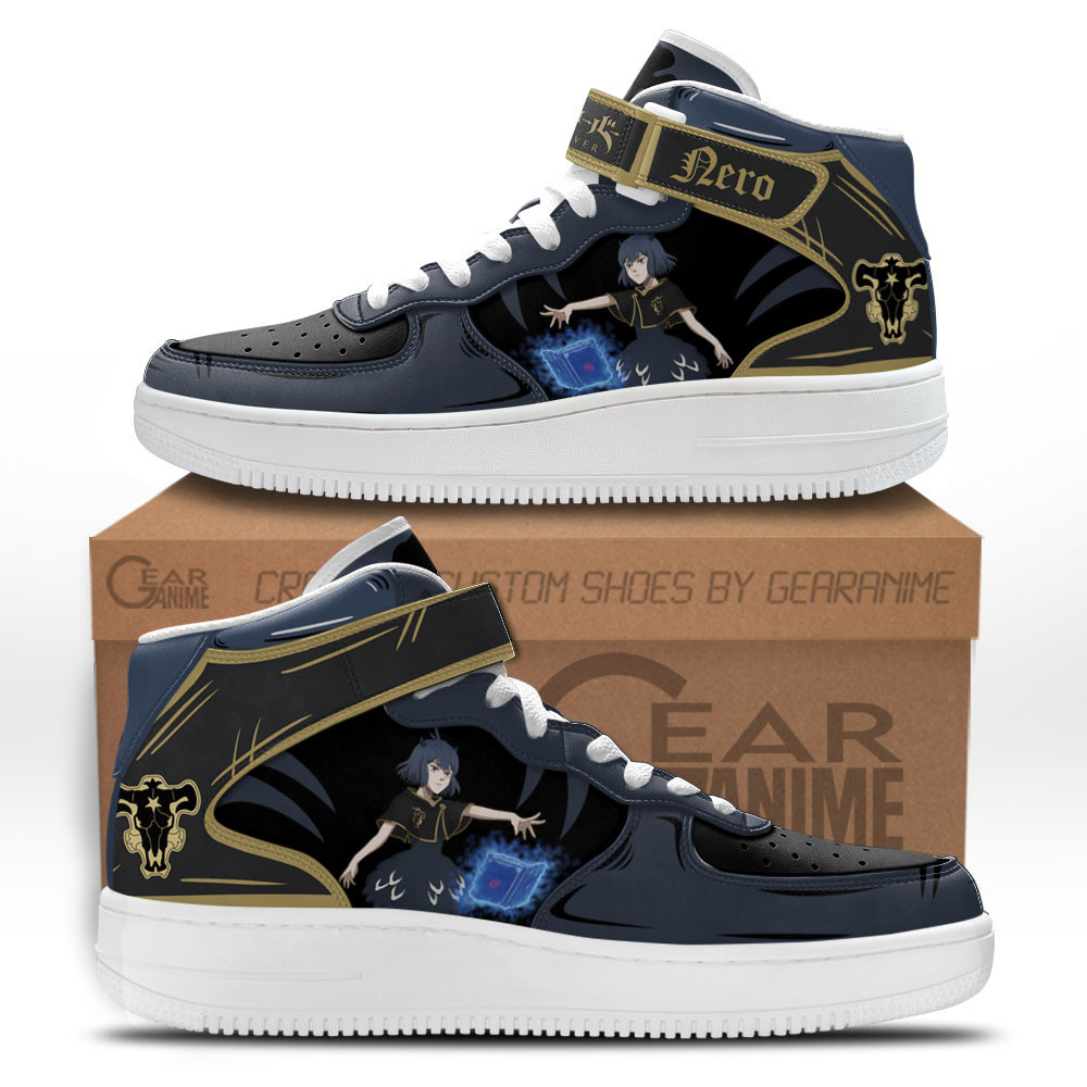 Nero Air Mid Anime Custom Anime Mid-Top Leather Sneakers