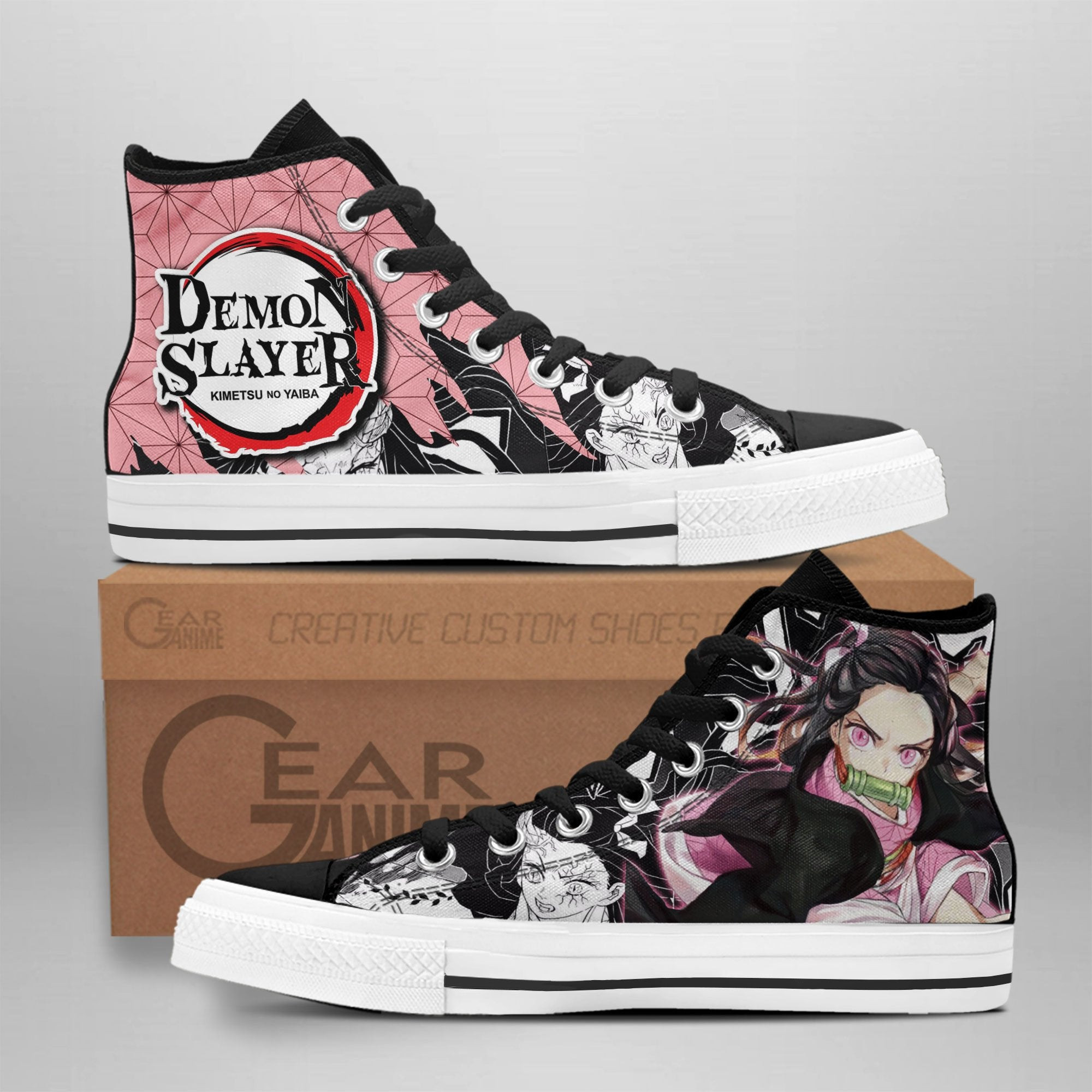 Nezuko Blood Demon Art Custom Anime High-Top Canvas Shoes