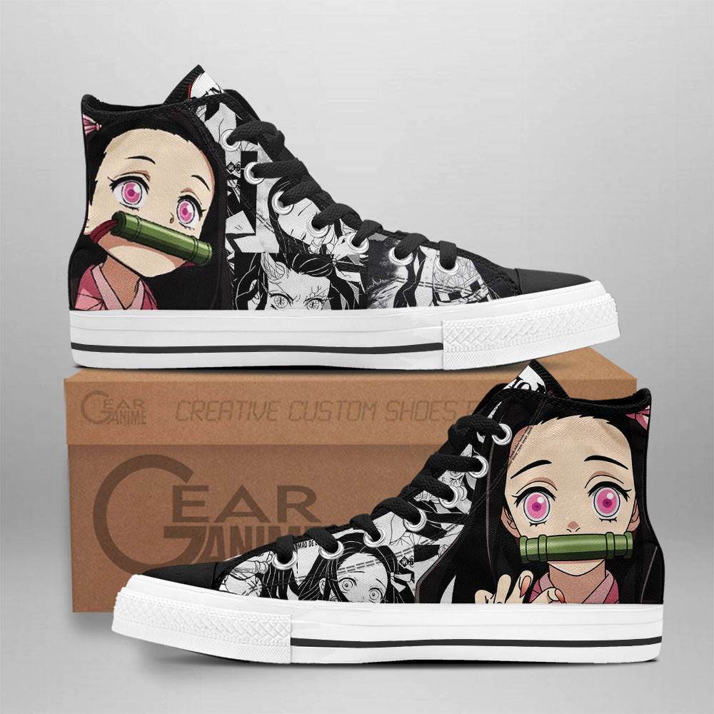 Nezuko Cute Version Custom High-Top Canvas Shoes