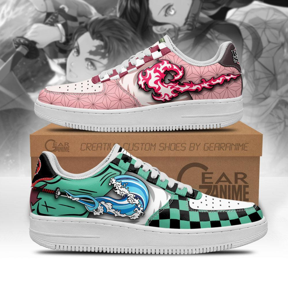 Nezuko Kamado and Tanjro Custom Anime Low-Top Leather Sneakers