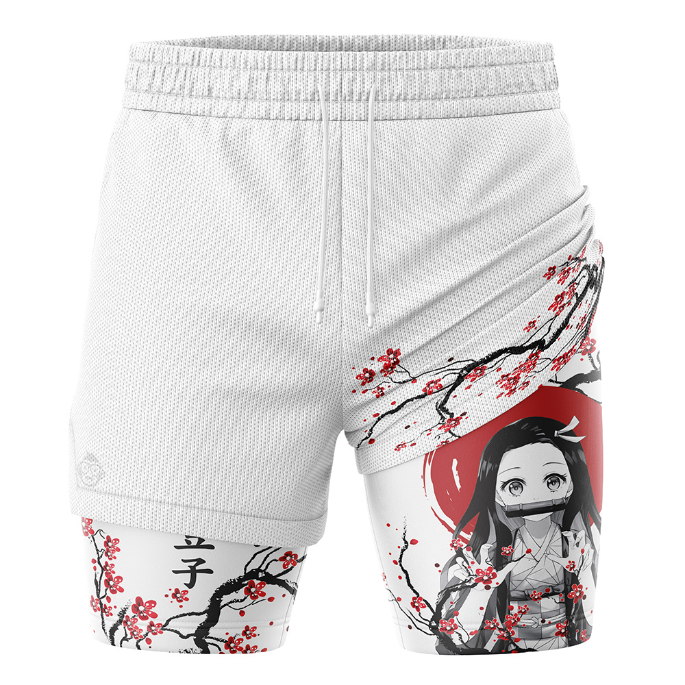Nezuko Kamado Cherry Blossom Demon Slayer 2-in-1 Performance Shorts