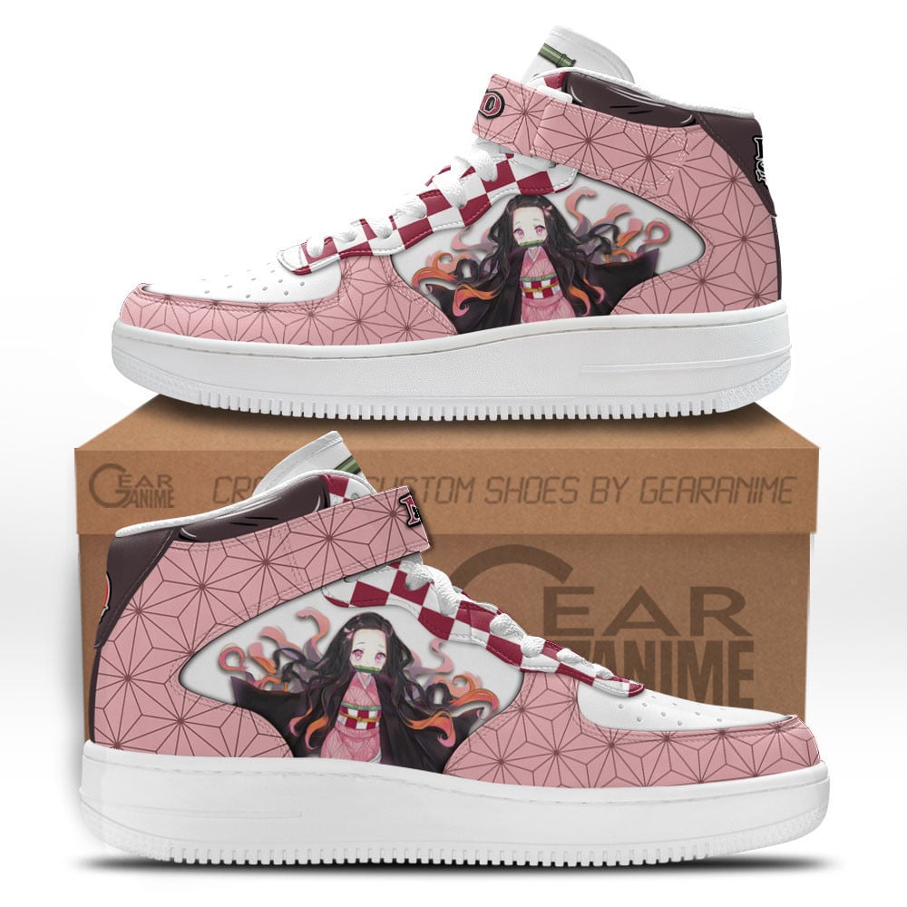 Nezuko Kamado Custom Anime Mid-Top Leather Sneakers
