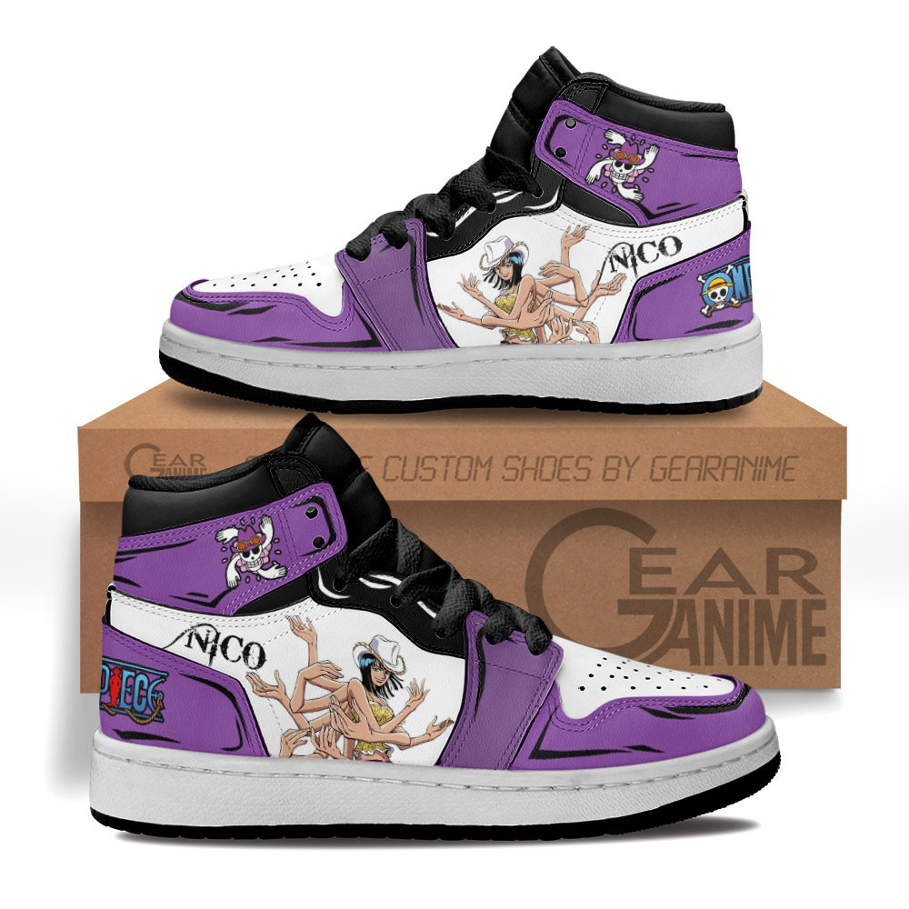 Nico Robin Custom Anime Kids High-Top Leather Sneakers