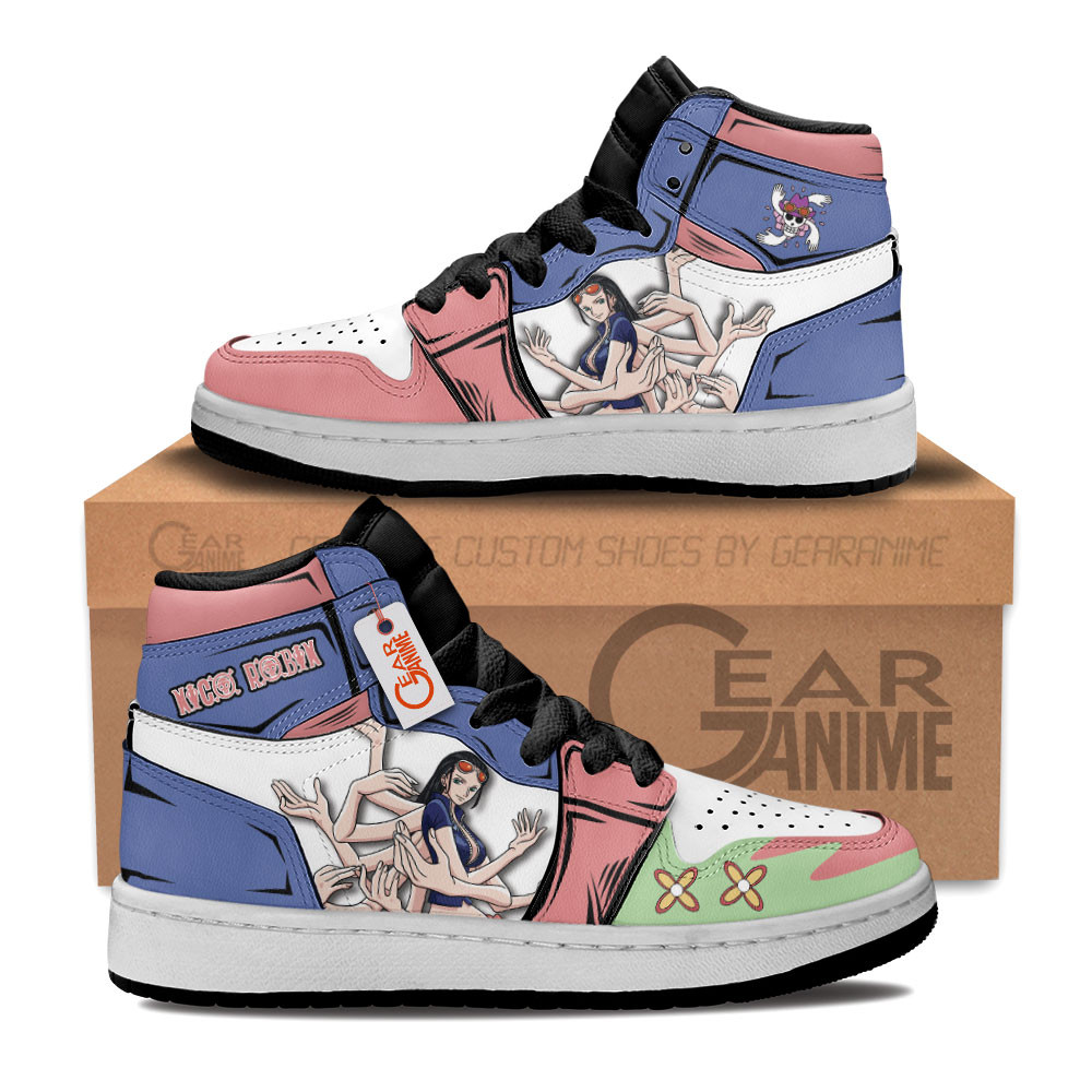 Nico Robin Custom Anime Kids High-Top Leather Sneakers Personalized