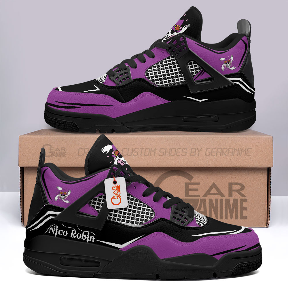 Nico Robin Retro 4 Leather Sneakers Devil Child Custom Name
