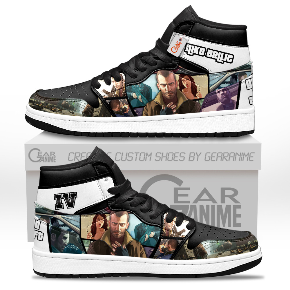 Niko Bellic Custom Gaming High-Top Leather Sneakers GTA Game Collection Personalized