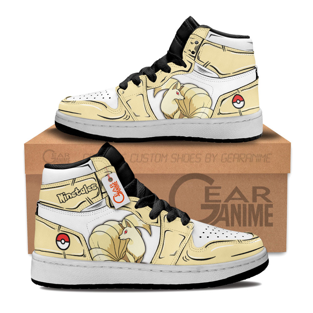 Ninetales Custom Anime Kids High-Top Leather Sneakers Personalized