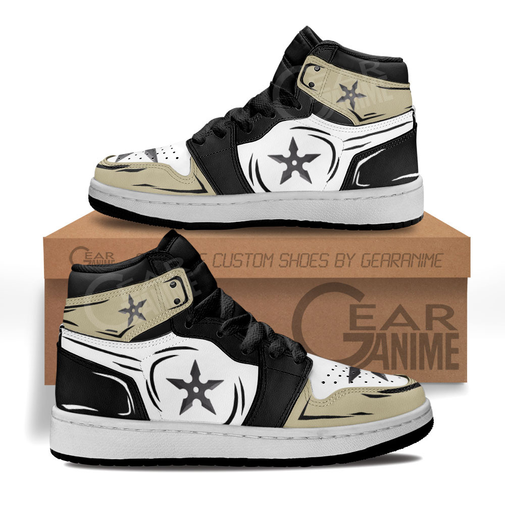 Ninja Shuriken 5 Points Custom Anime Kids High-Top Leather Sneakers MV1306
