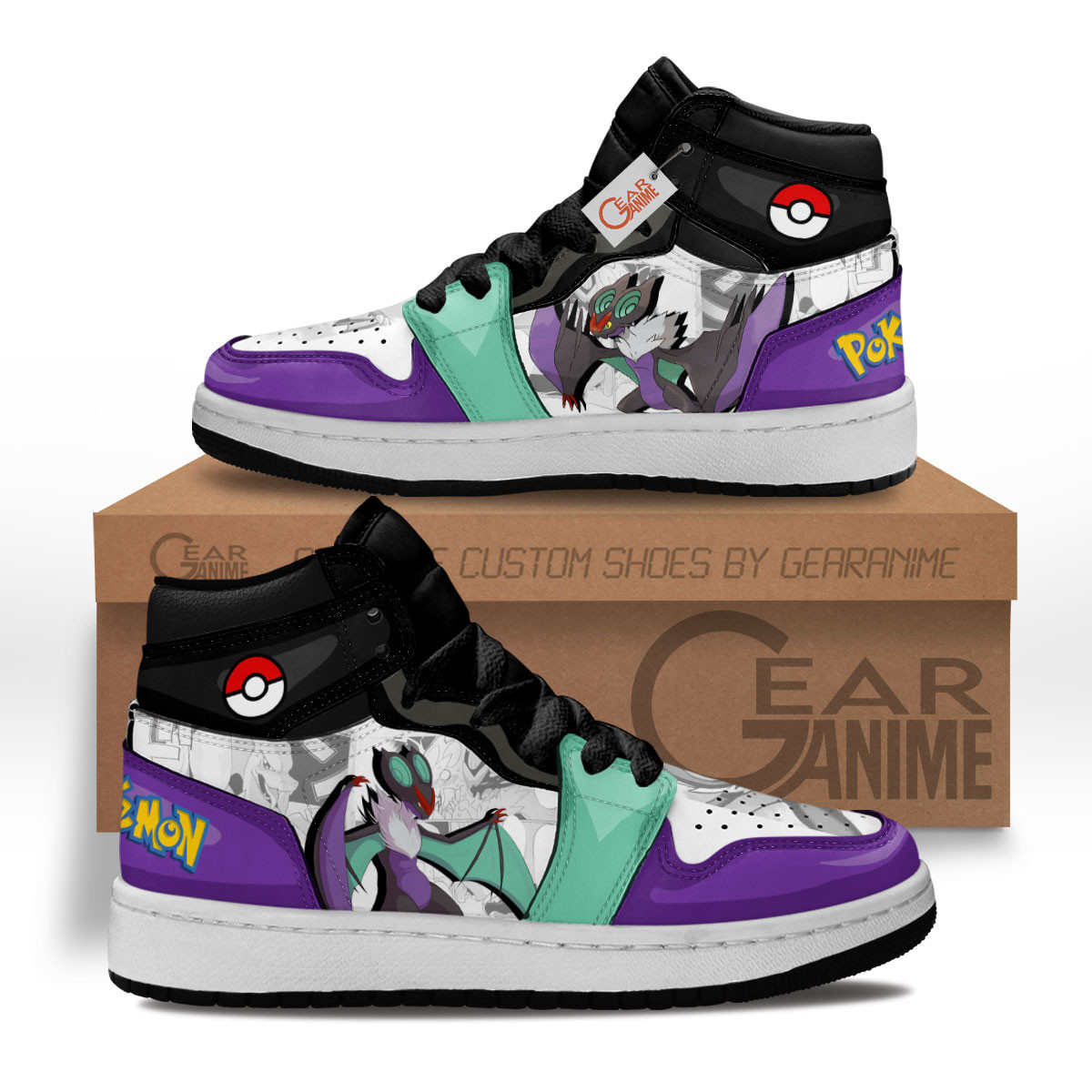 Noivern Custom Anime Kids High-Top Leather Sneakers