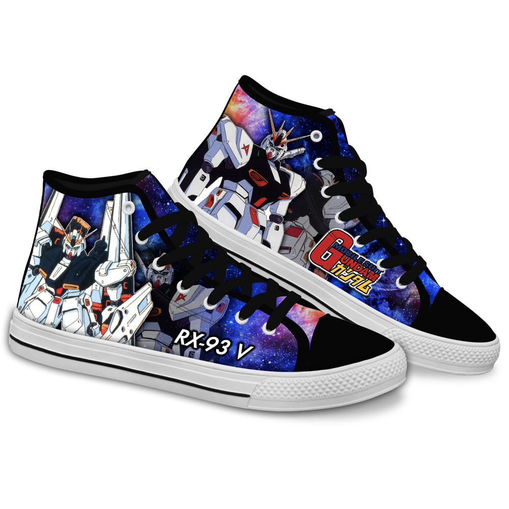 Nu Gundam Custom Anime High-Top Canvas Shoes