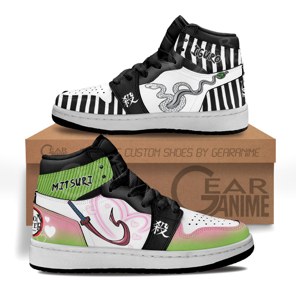 Obanai and Mitsuri Skills Custom Anime Kids High-Top Leather Sneakers