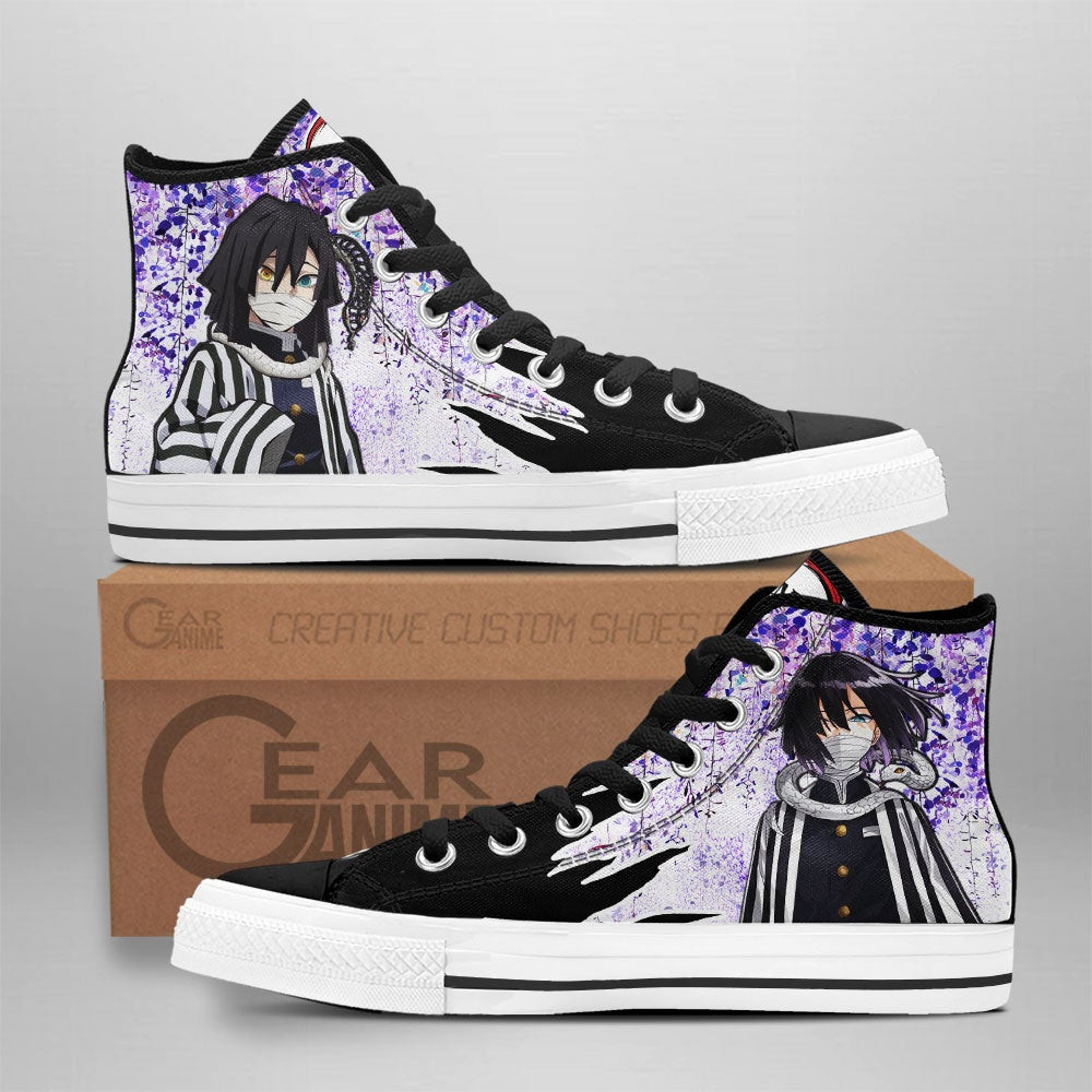Obanai Iguro Custom Anime High-Top Canvas Shoes Wisteria