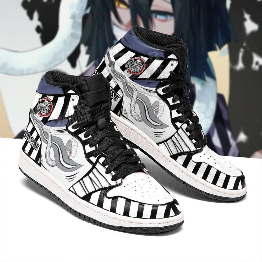 Obanai Iguro Custom Anime High-Top Leather Sneakers Nichirin Blade Snake