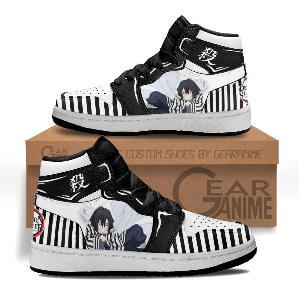 Obanai Iguro Custom Anime Kids High-Top Leather Sneakers