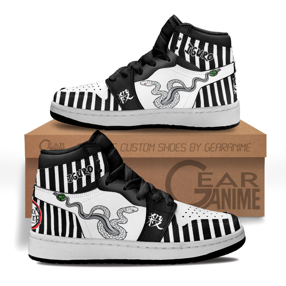 Obanai Iguro Serpent Breathing Custom Anime Kids High-Top Leather Sneakers
