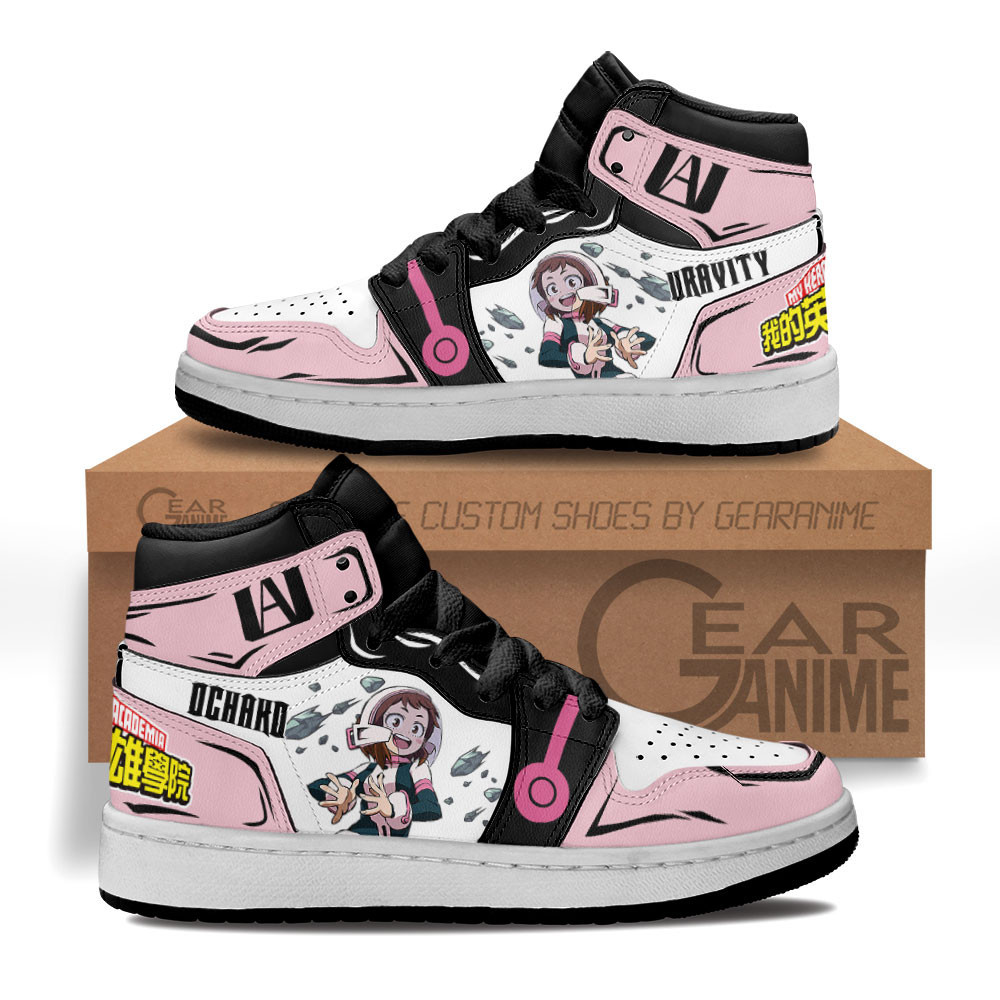 Ochako Uraraka Custom Anime Kids High-Top Leather Sneakers Uravity Hero