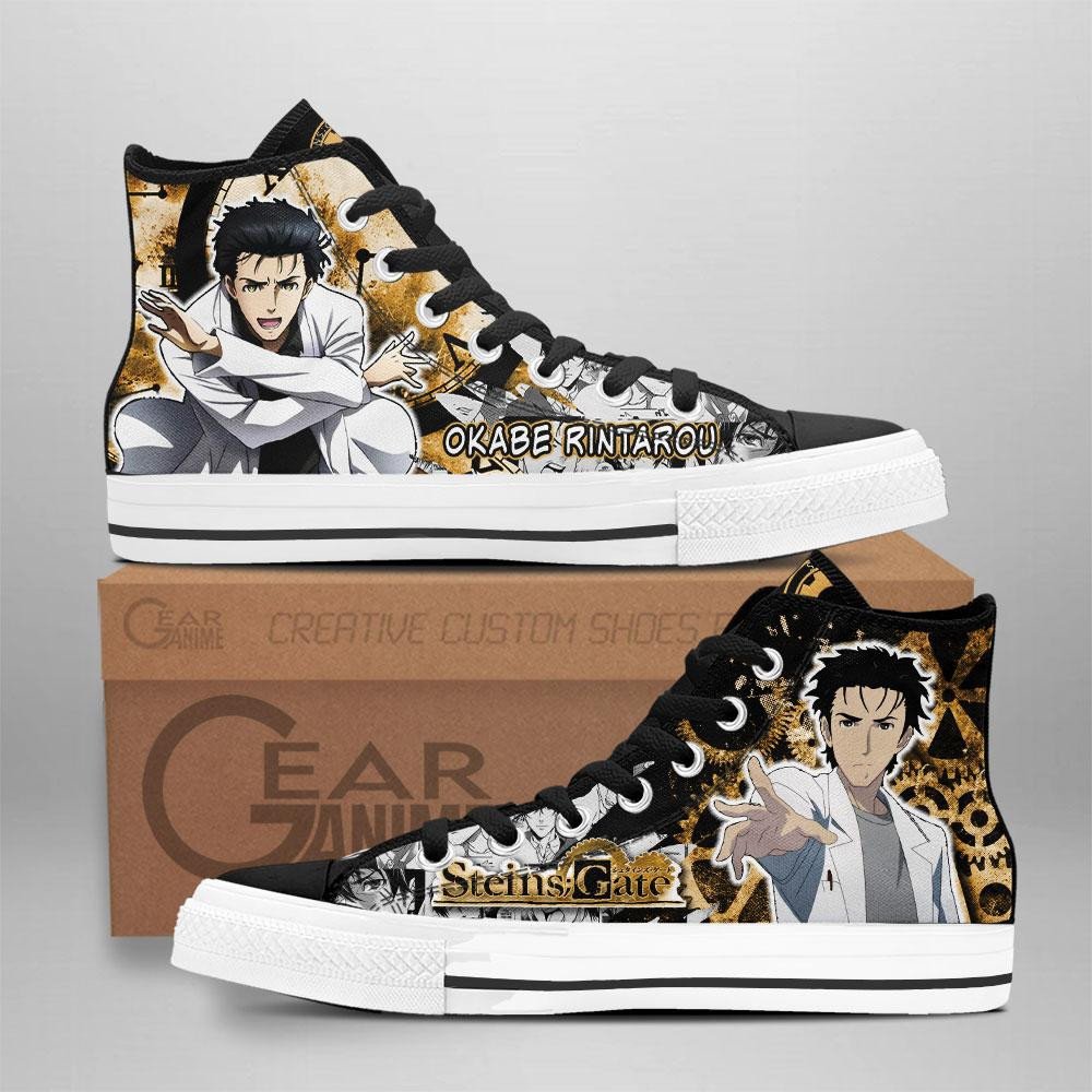 Okabe Rintarou Custom Anime High-Top Canvas Shoes NTT080