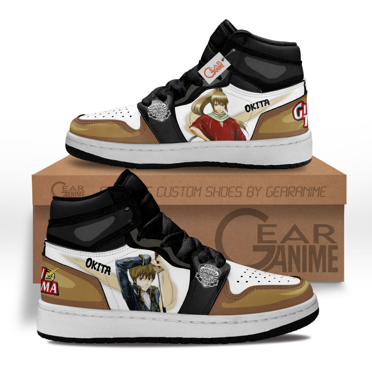 Okita Sougo Custom Anime Kids High-Top Leather Sneakers MV1302