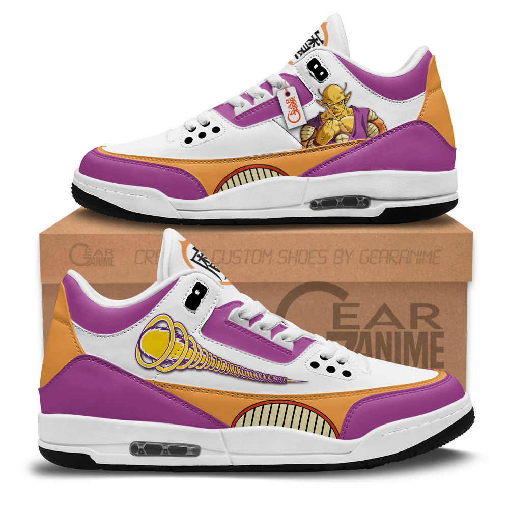 Orange Piccolo Custom Anime Retro 3 Leather Sneakers