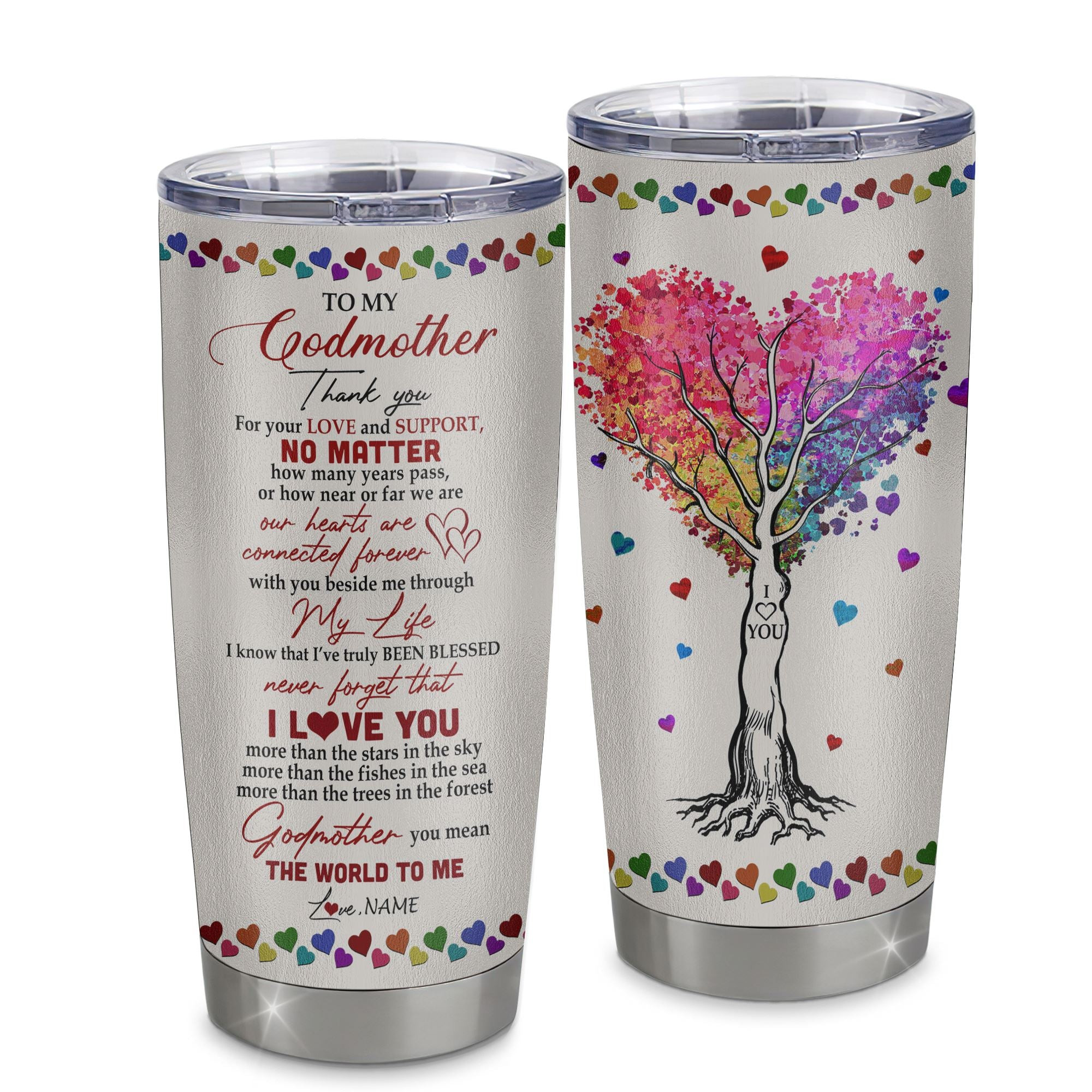 Personalized Godmother From Goddaughter Stainless Steel Tumbler Cup Never Forget I Love You Godmother Mothers Day Birthday Gift