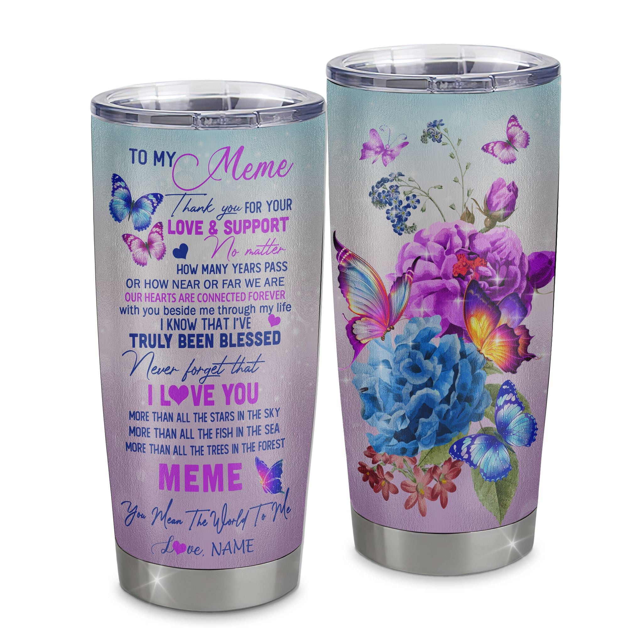 Personalized Meme From Granddaughter Grandson Stainless Steel Tumbler Cup Thank You Never Forget I Love You Meme Mothers Day Birthday Gift