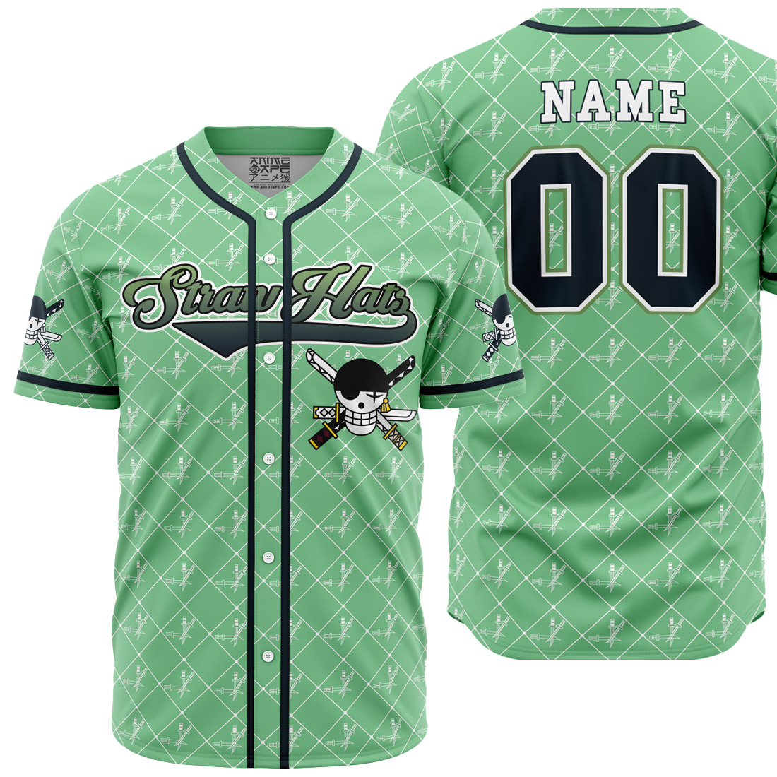 Personalized Straw Hats Zoro One Piece Baseball Jersey