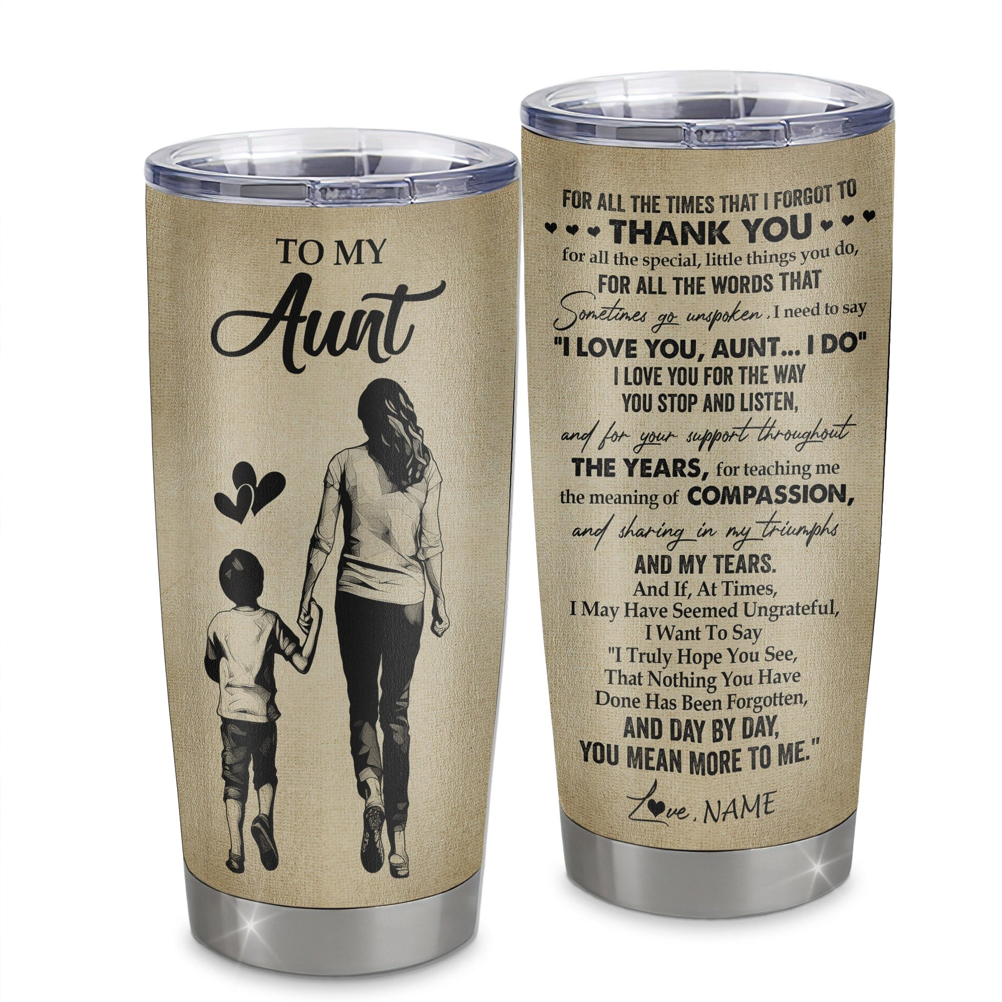 Personalized To My Aunt Tumbler From Nephew Stainless Steel Cup For All The Times That I Forgot To Thank You Aunt Birthday Mothers Day Gift