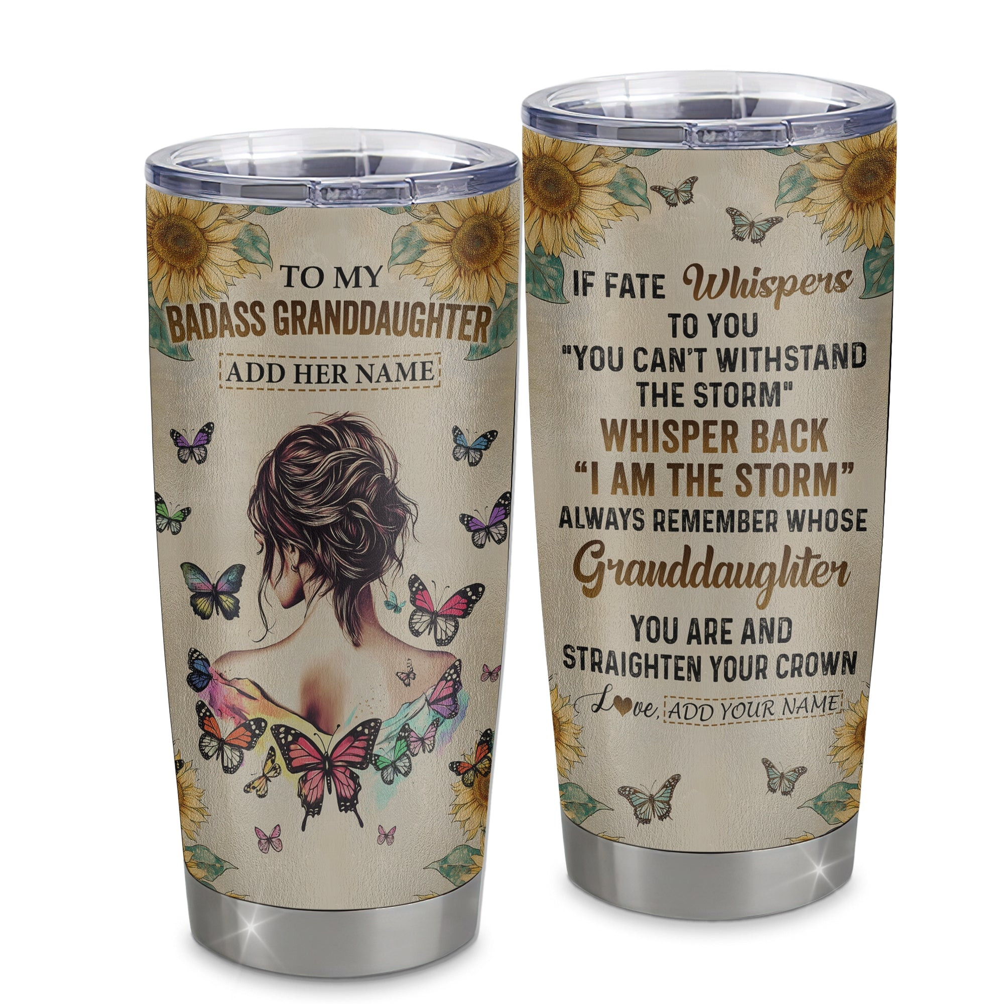 Personalized To My Badass Granddaughter Tumbler From Grandpa Papa I Am The Storm Granddaughter Gifts Birthday Gift