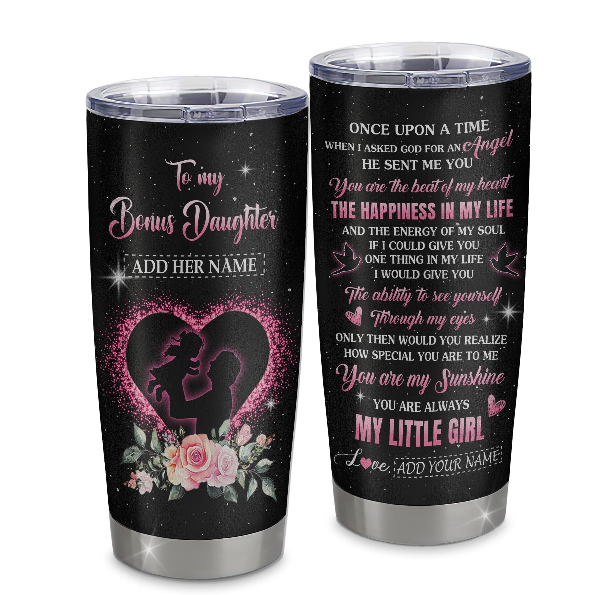 Personalized To My Bonus Daughter From Stepdad Tumbler Once Upon A Time Birthday Graduation Gifts For Stepdaughter Gift