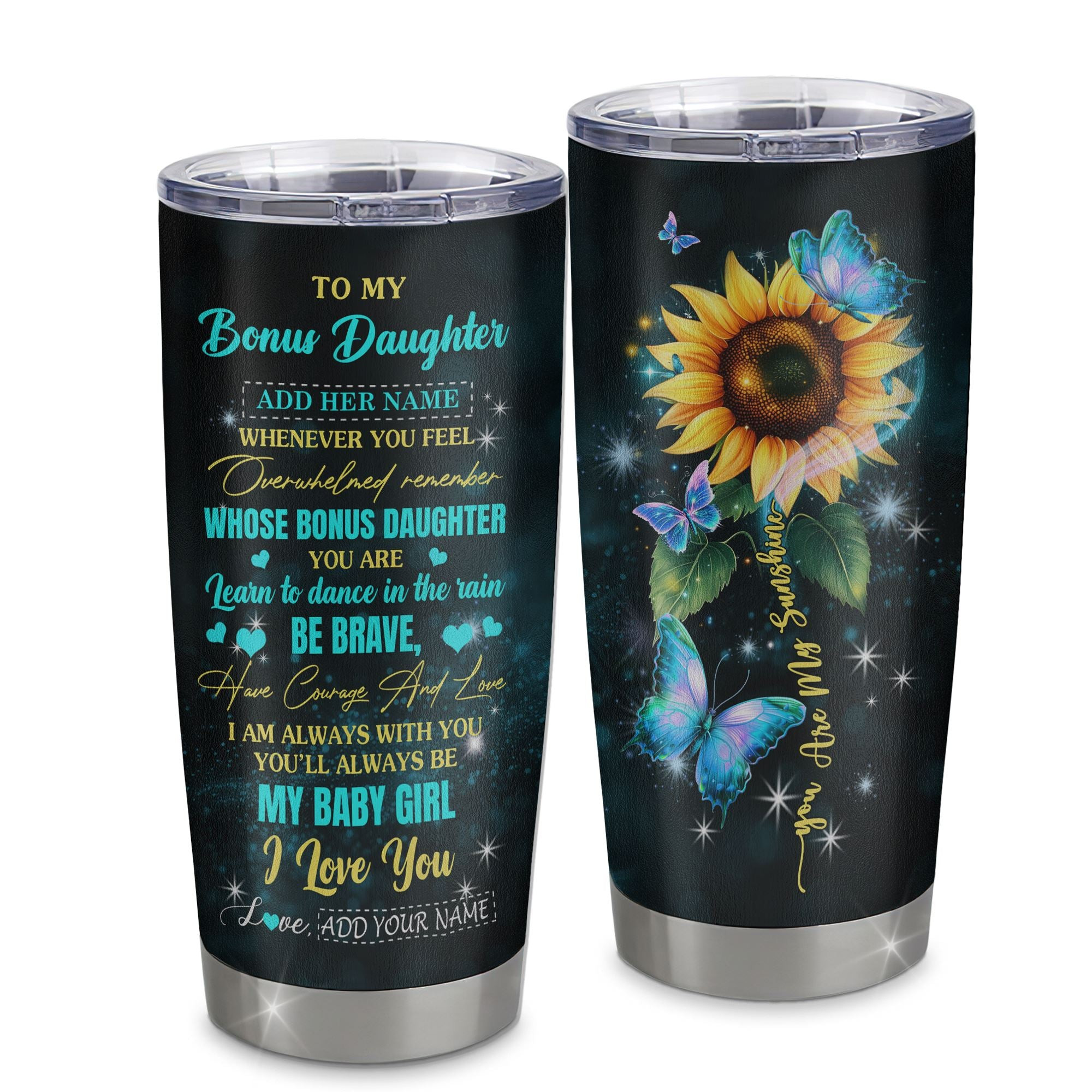Personalized To My Bonus Daughter Gifts From Stepmom Stepdad Tumbler Suower Ideas For Grown Stepdaughter Birthday Gifts Graduation Gift
