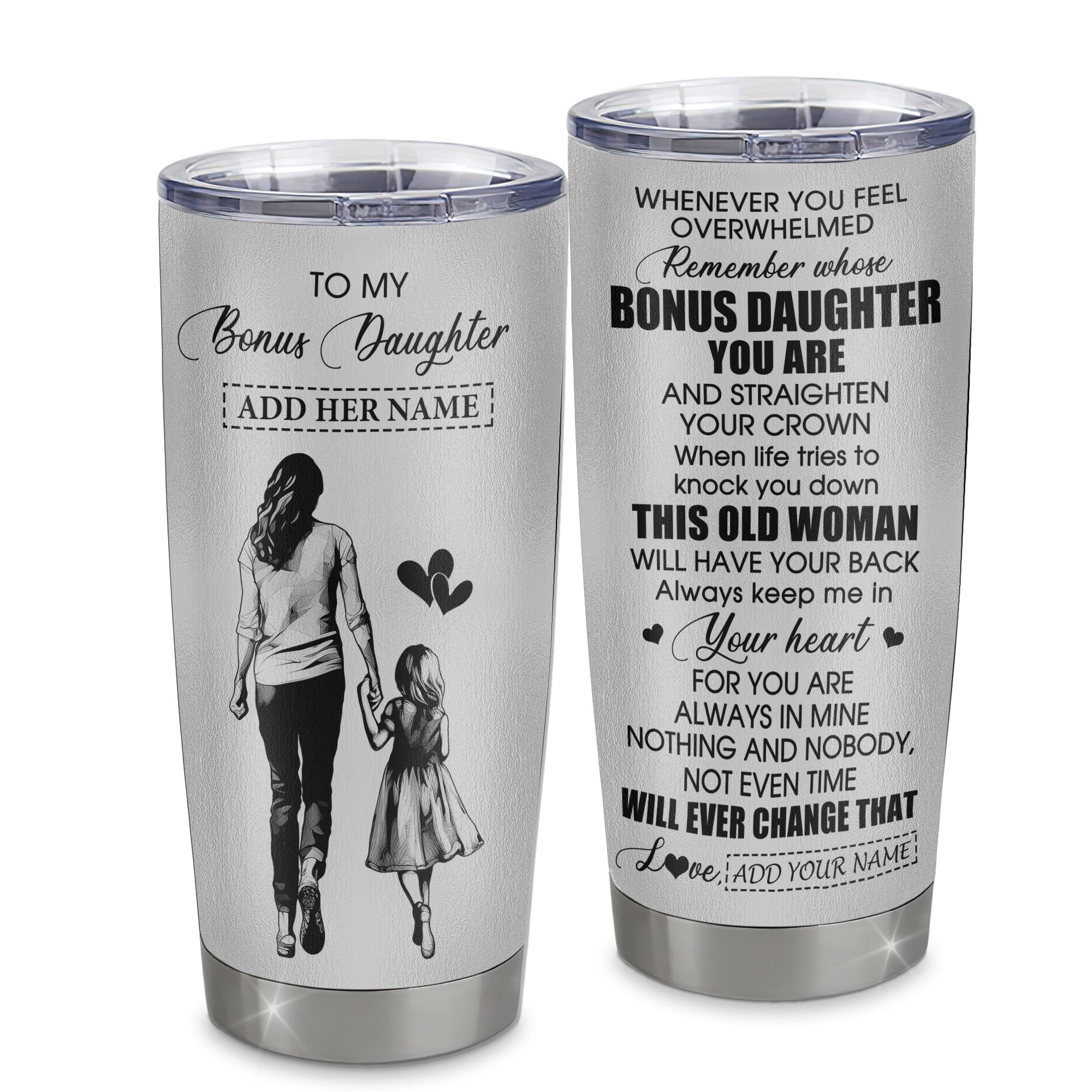 Personalized To My Bonus Daughter Gifts Tumbler From Stepmom Whenever Woman Unique Birthday Gifts For Stepdaughter Graduation Gift