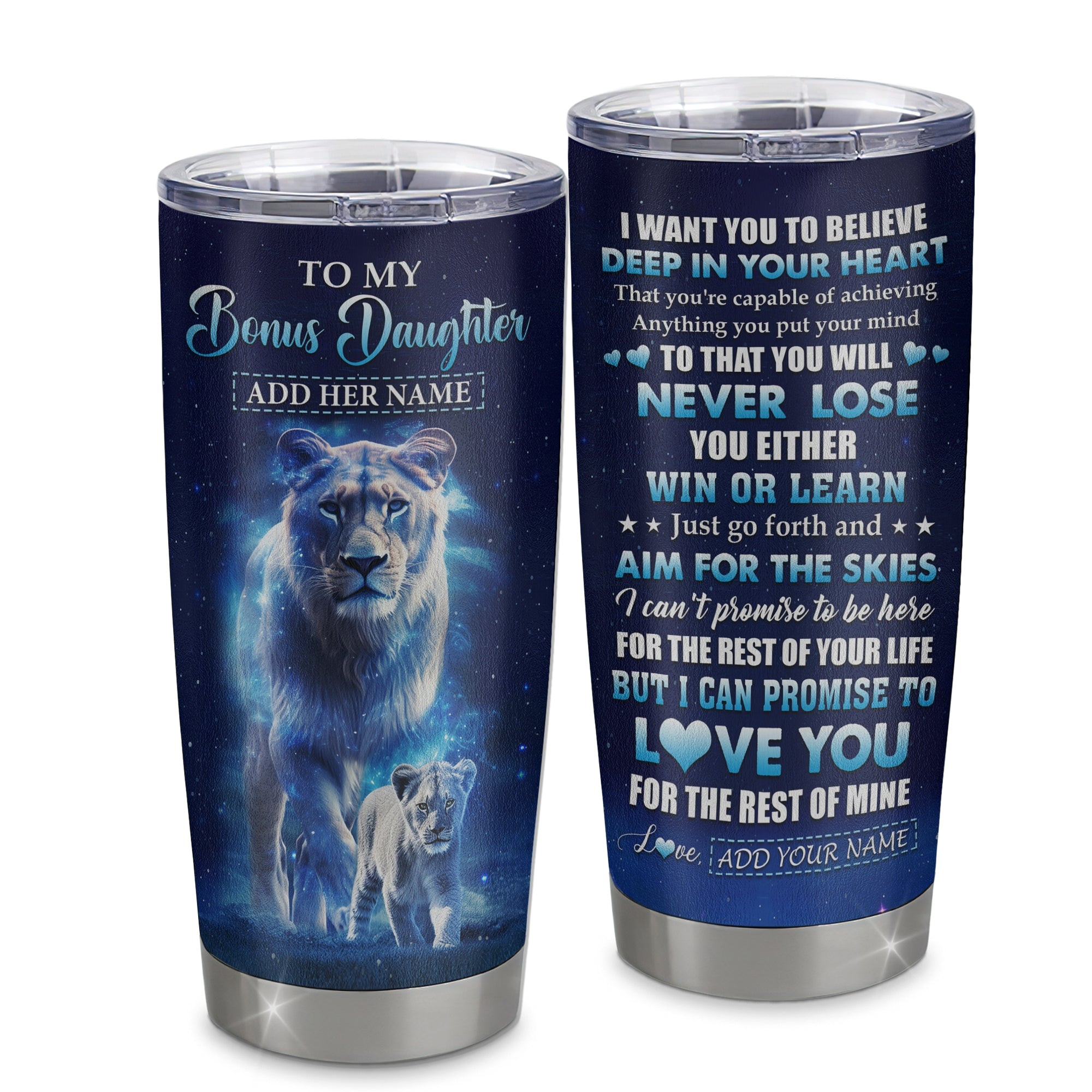 Personalized To My Bonus Daughter Tumbler From Stepmother Believe Your Heart Stepdaughter Gift Birthday Graduation Gift